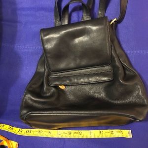 Rolfs Black Leather back pack bag